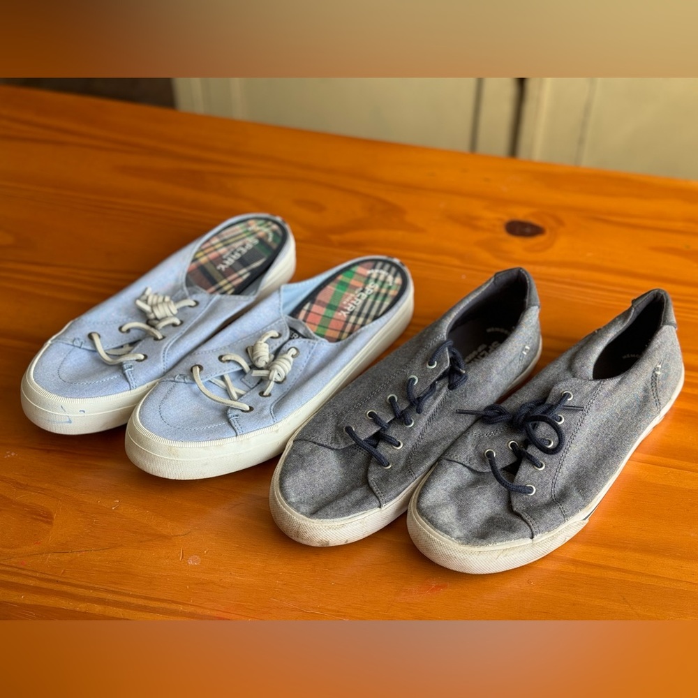 TWO PAIR Lot of Women’s Sperry Sneaker Shoes Size 9.5!